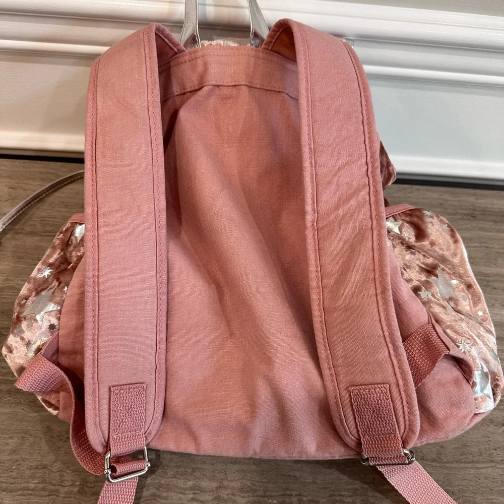Justice Pink Velvet Backpack and pouch Set